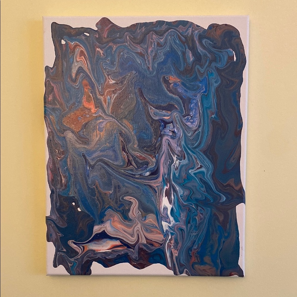 Abstract Blue and Brown Canvas Art 11”x14”